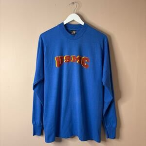 Vintage 90s blue long sleeve USMC United States Marine Corps Superman tee size L